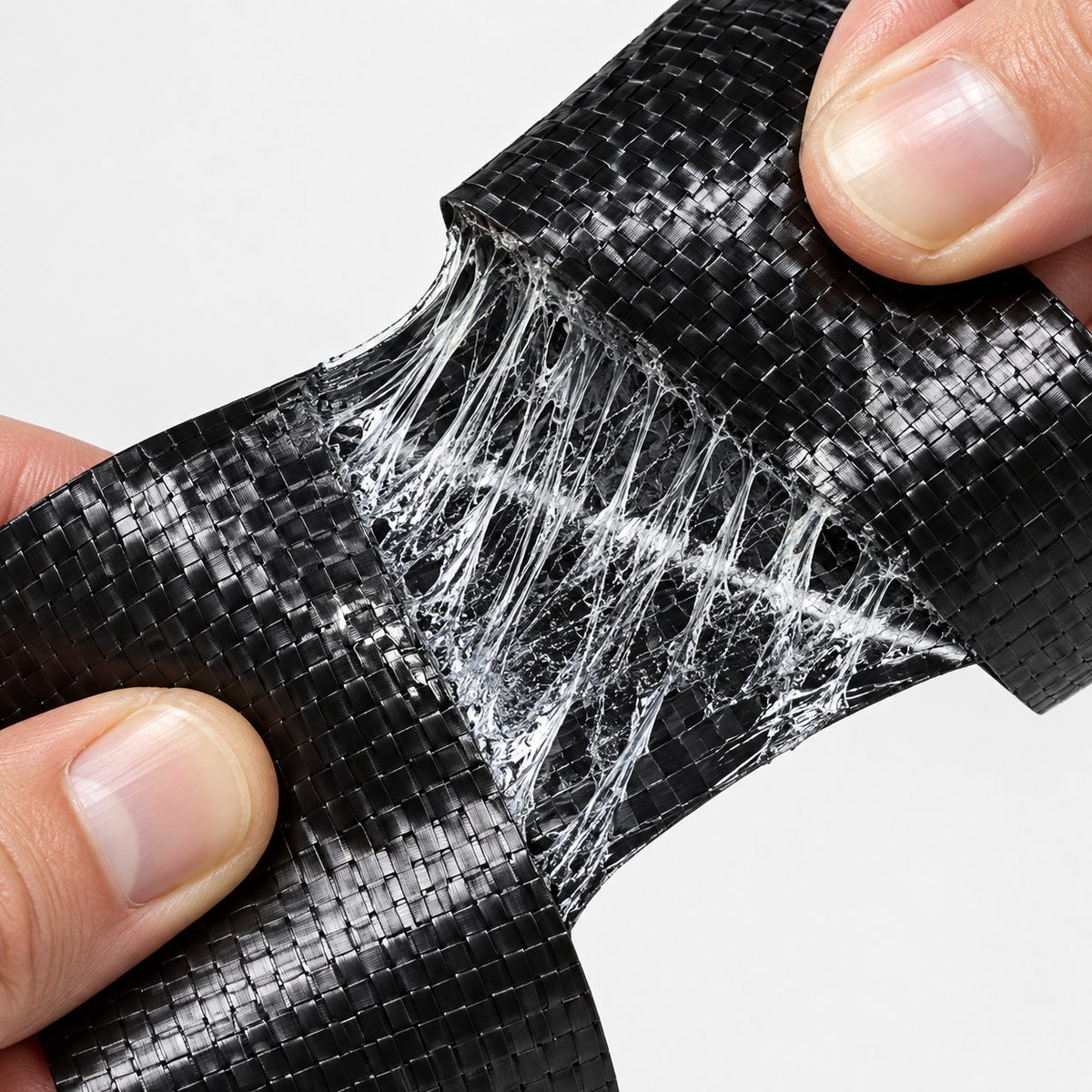 Close-up of heavy-duty adhesive backing on RV underbelly repair tape
